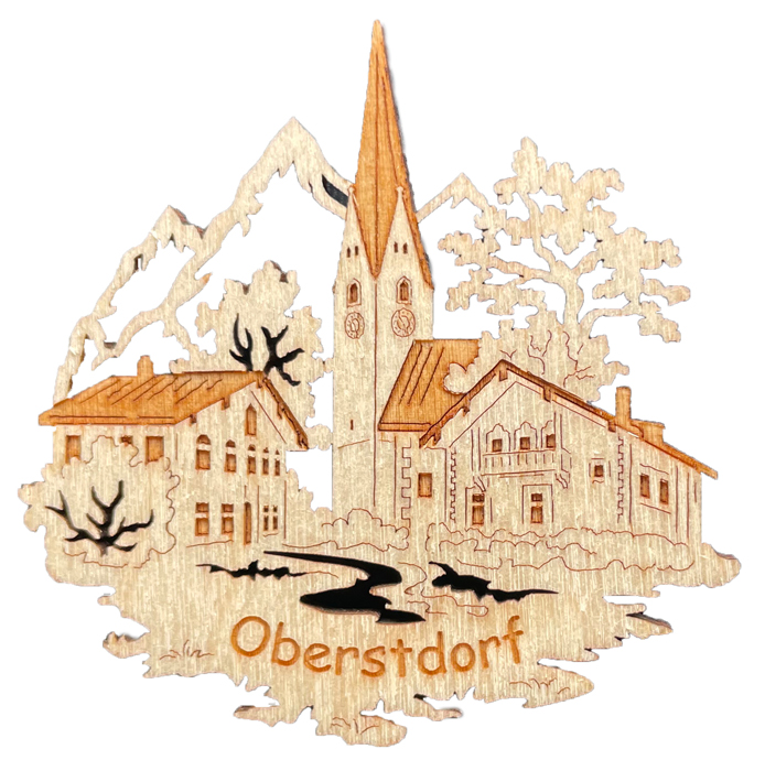 1307 Magnete Oberstdorf Holz Edelweiß