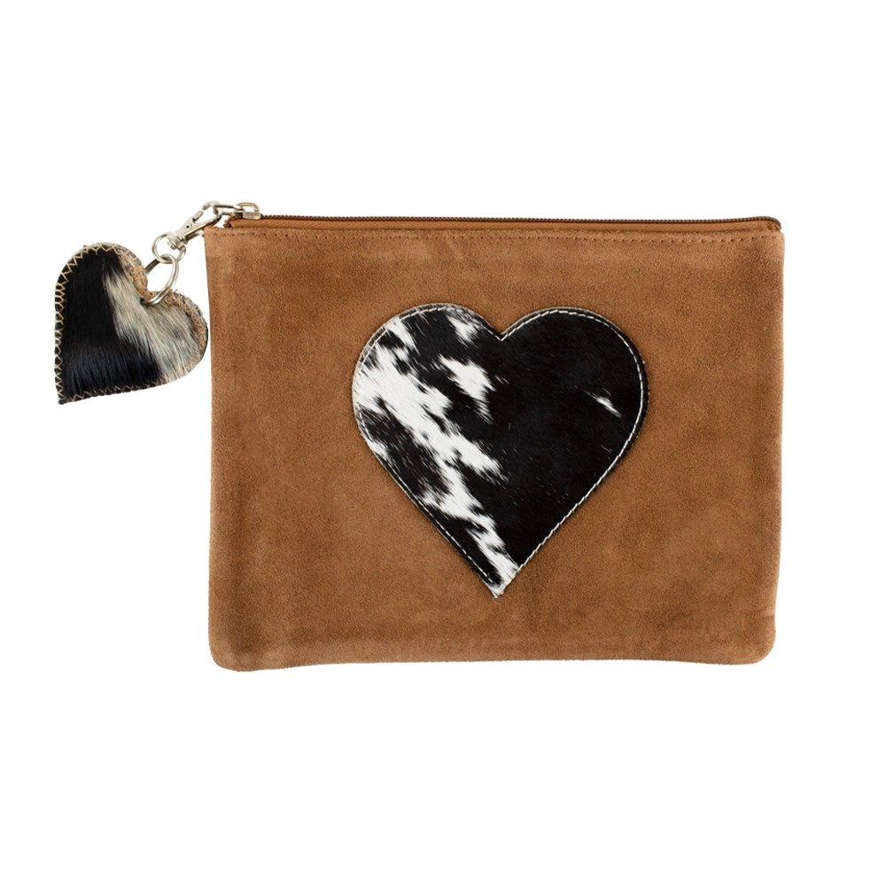 560 Leder Etui braun mit Herz schwarz/creme