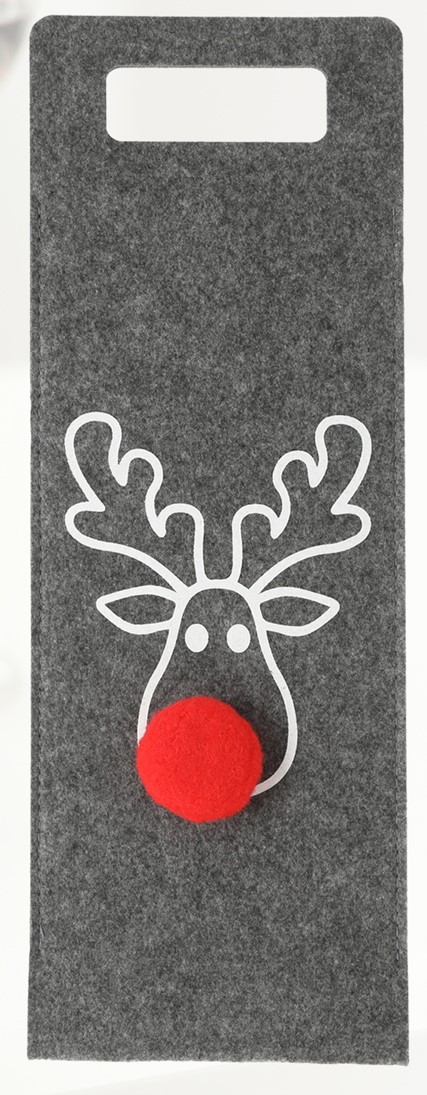 714.3 Filz-Flaschentasche Rudi Red Nose 🦌 graau