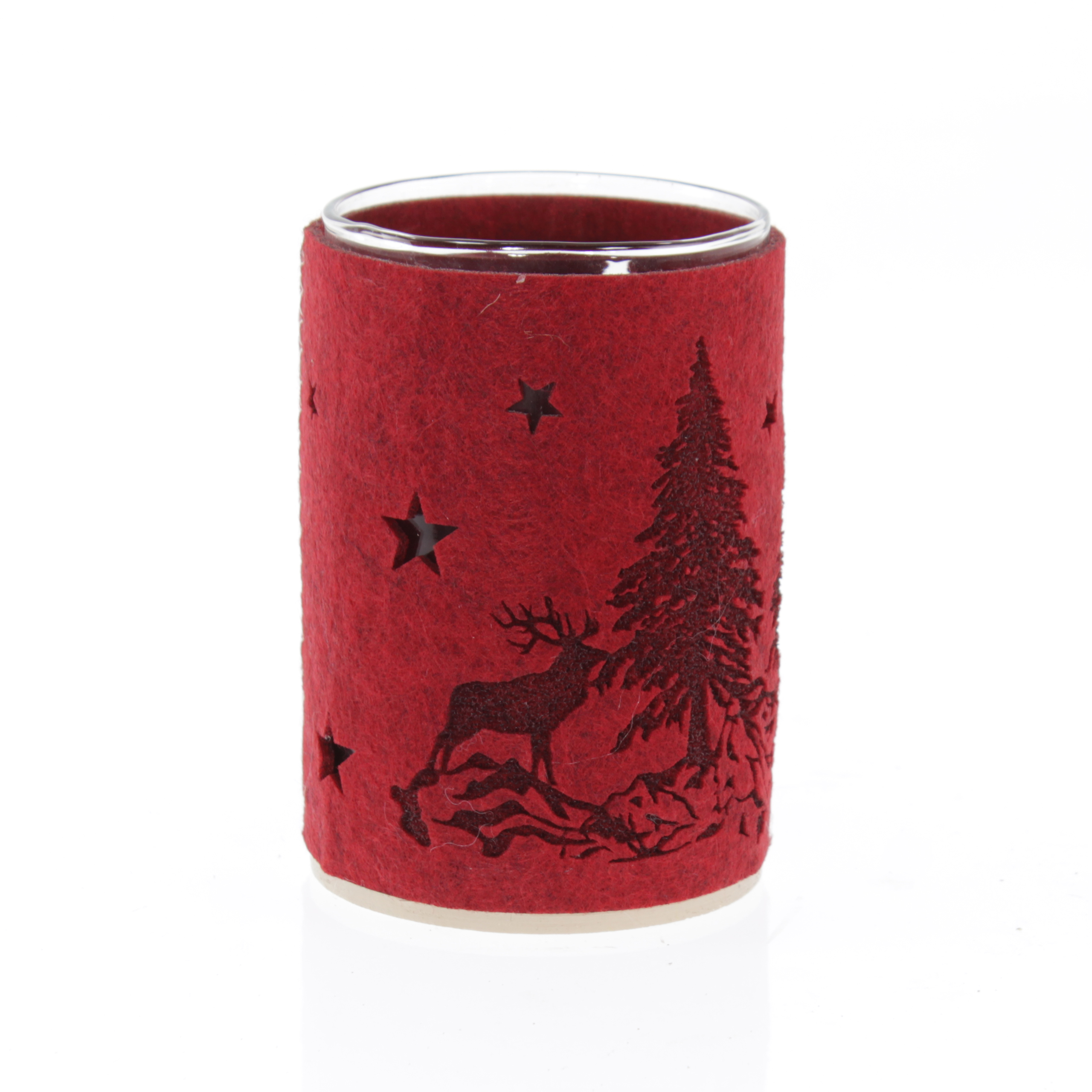 1206 Windlicht Hirsch rot