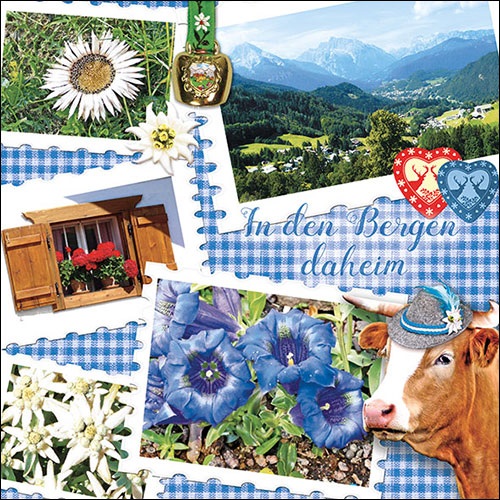 38 Serviette Blue Mountain mit Kuh
