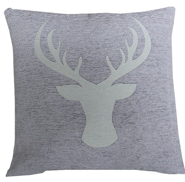 268 Hirsch Geweih Kissen Flider/Creme
