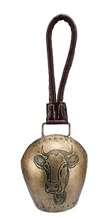 1136  Kuh Glocke gold mit Kuhkopf  groß