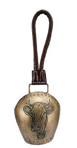 1136  Kuh Glocke gold mit Kuhkopf  groß