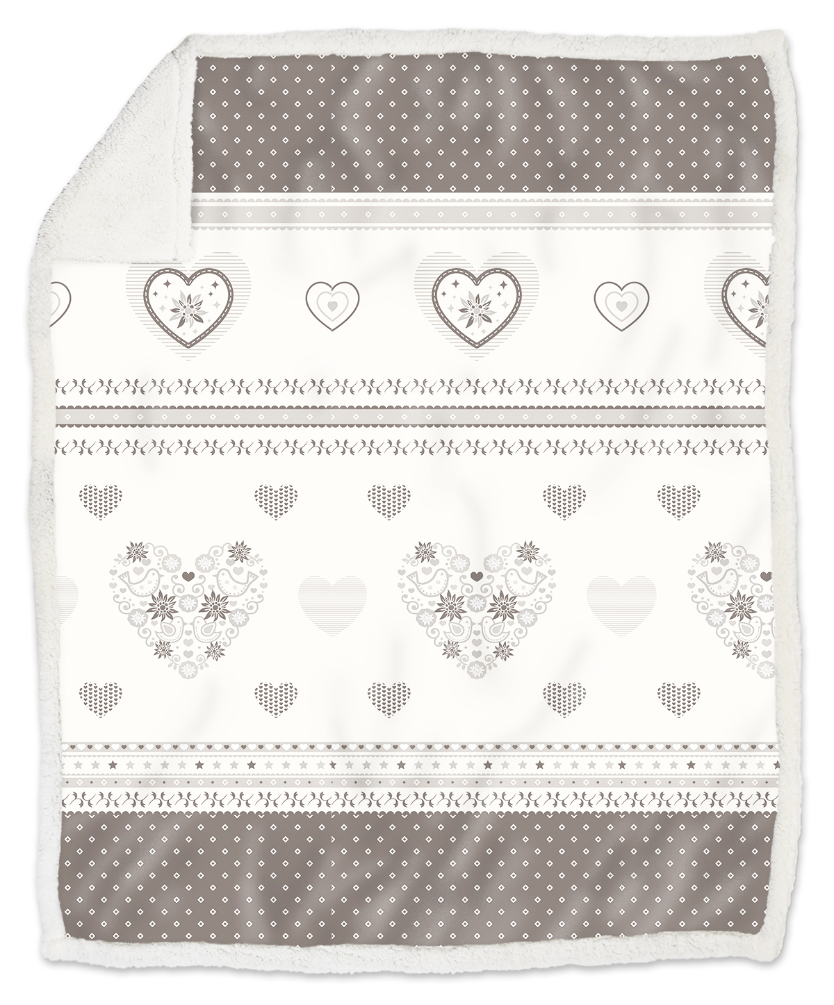 624 Kuscheldecke Allgäuer Herz creme/grau