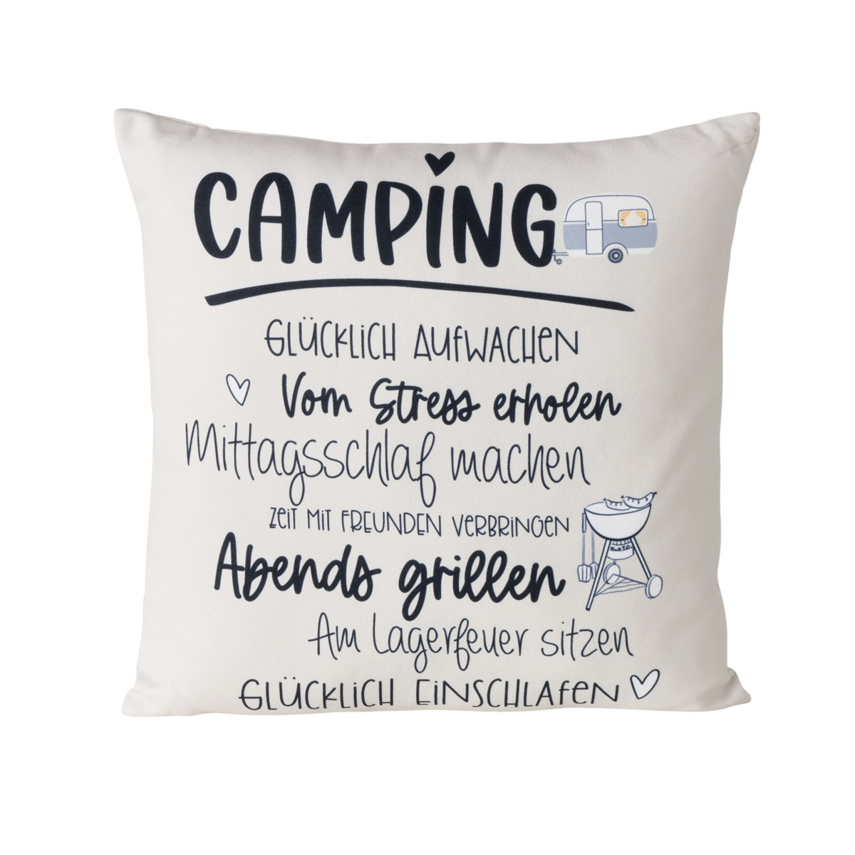299.2 Camper Kissen Glücklich Aufwachen beige