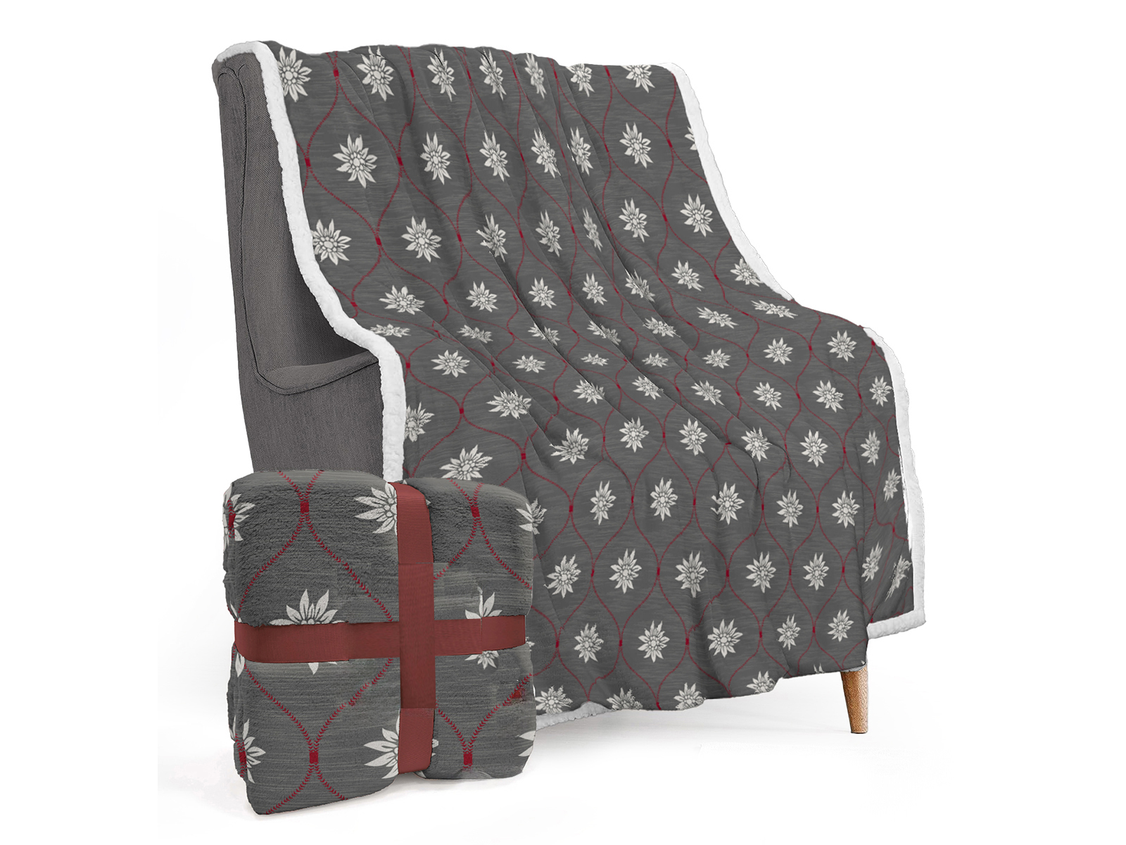 628 Kuscheldecke Charmant Edelweiß grau