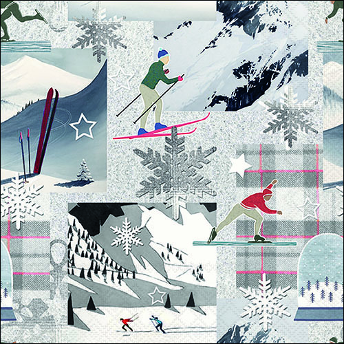 12 Servierte Skifahrer Berge