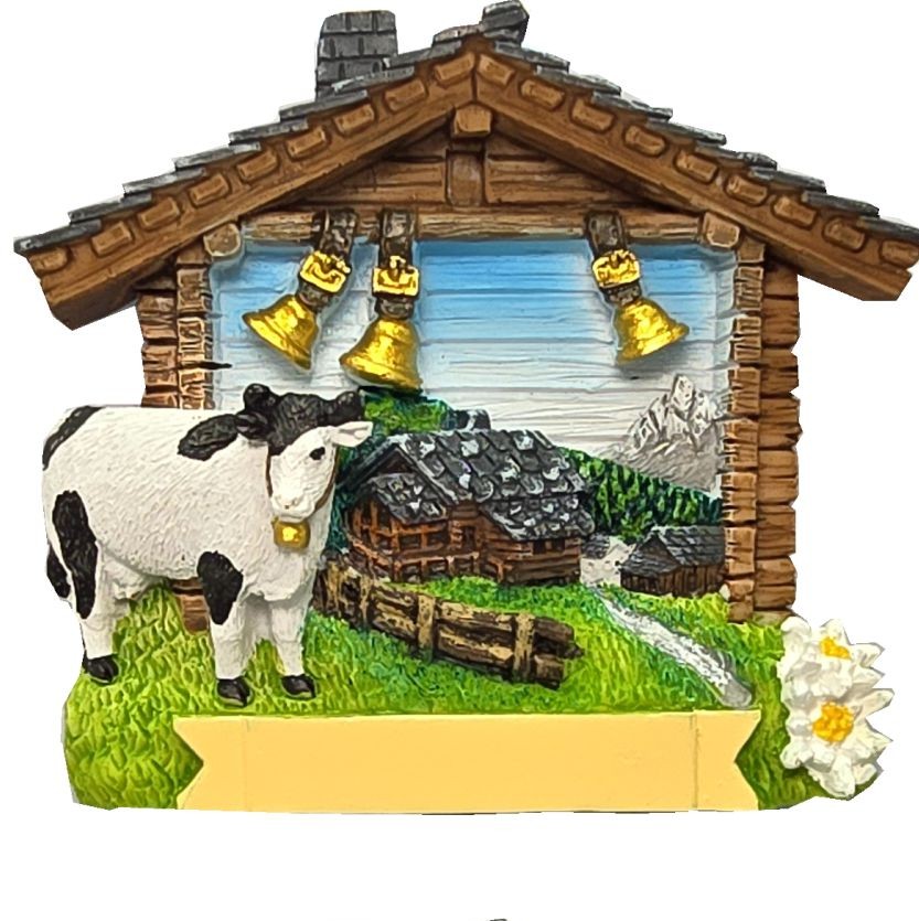 1264 Kuh mit braunem Bauernhof Magnet   