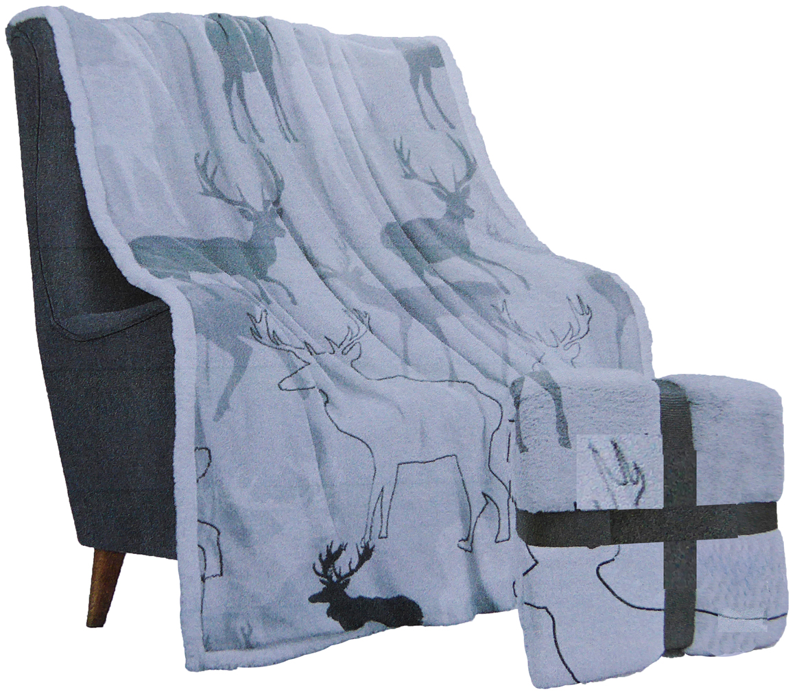 632  Kuscheldecke Hirsch Rudi grau